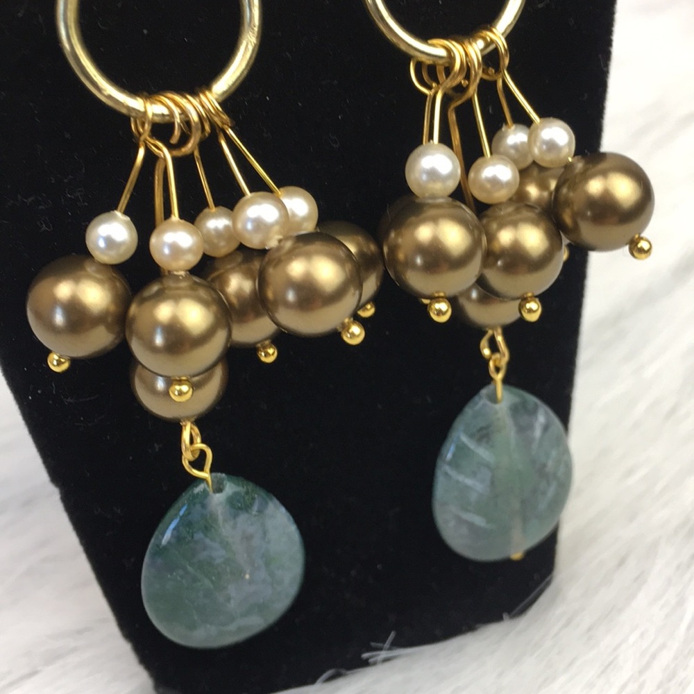 ❤️SOLD❤️Swarovski bronze beaded gold earrings - Picture 2 of 5